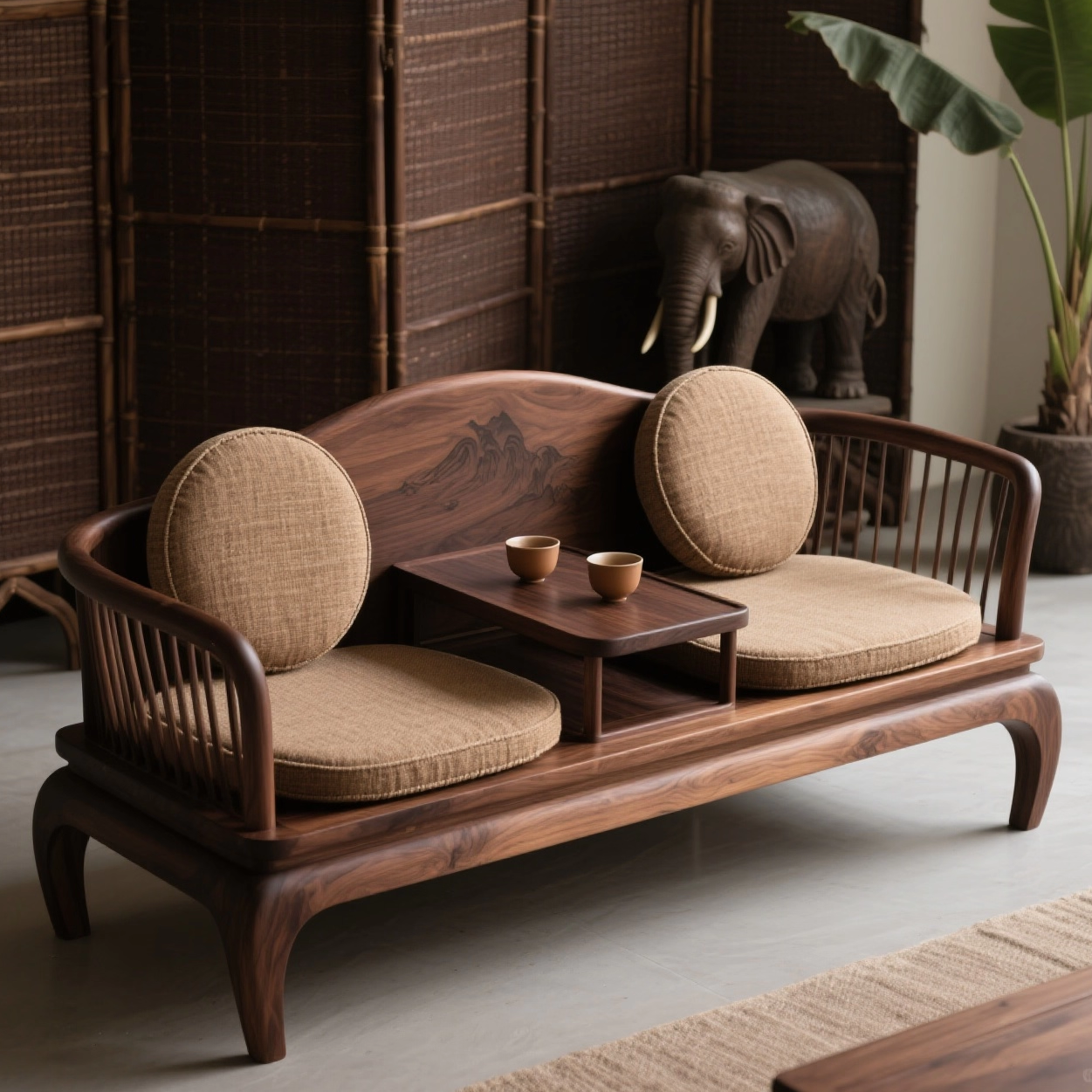 2025新款禅意白蜡木沙发定制宋氏美学高端北美黑胡桃木客厅家具