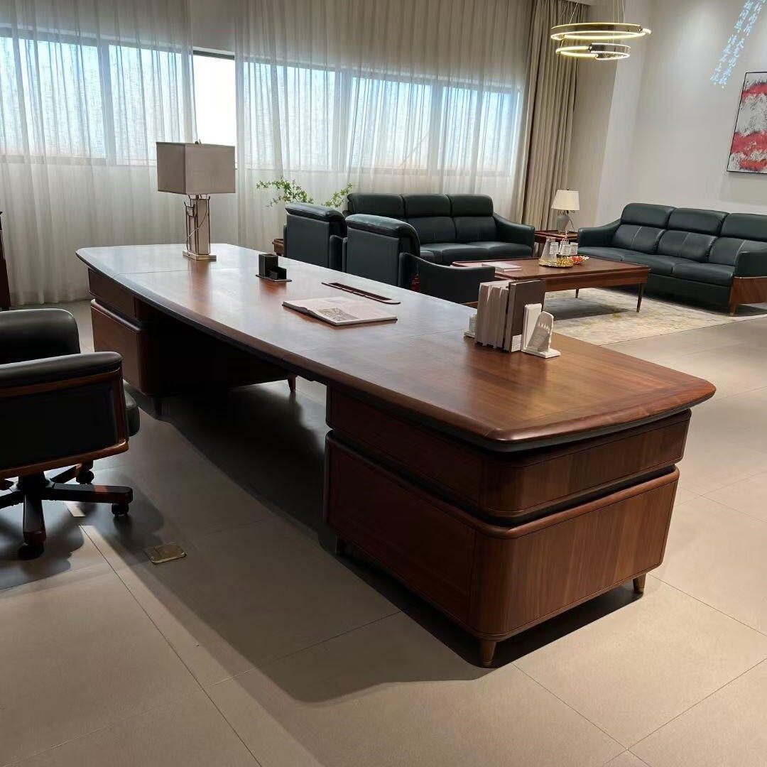 大班台宋式美学黑胡桃白蜡木酒店民宿高端办公室时尚经理主管桌