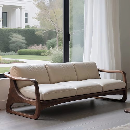 高端禅意白蜡木沙发茶几组合北美黑胡桃木宋式美学定制客厅家具