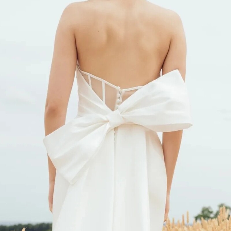 缎面轻婚纱2025新款超仙小众白色森系写真露背草坪婚礼出门纱大码