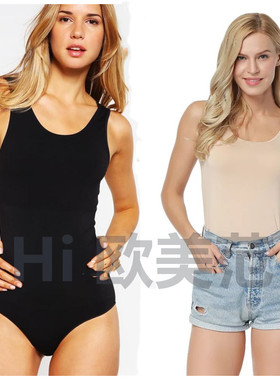 欧美肉色紧身连体上衣女ins风性感吊带百搭背心T恤内搭外穿打底衫