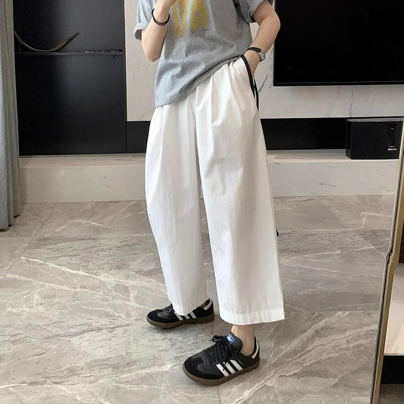 高腰九分阔腿裤宽松小个子工装裤