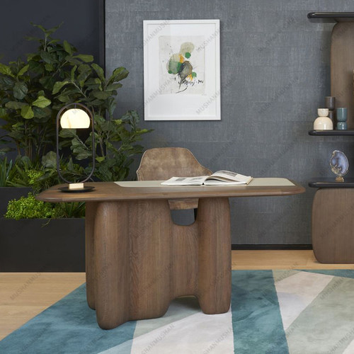 侘寂风橡木实木书桌椅