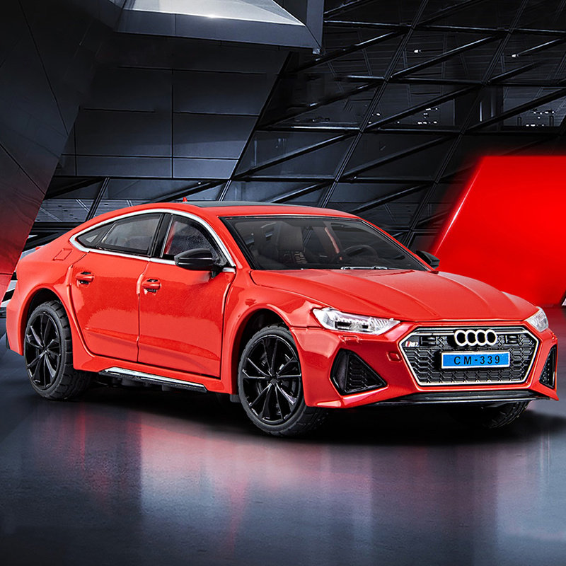 仿真1:24奥迪rs7黑武士合金汽车模型声光金属儿童玩具车收藏摆件