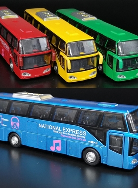 新品5开门合金双层巴士模型仿真旅游大巴车公交车客车儿童玩具车