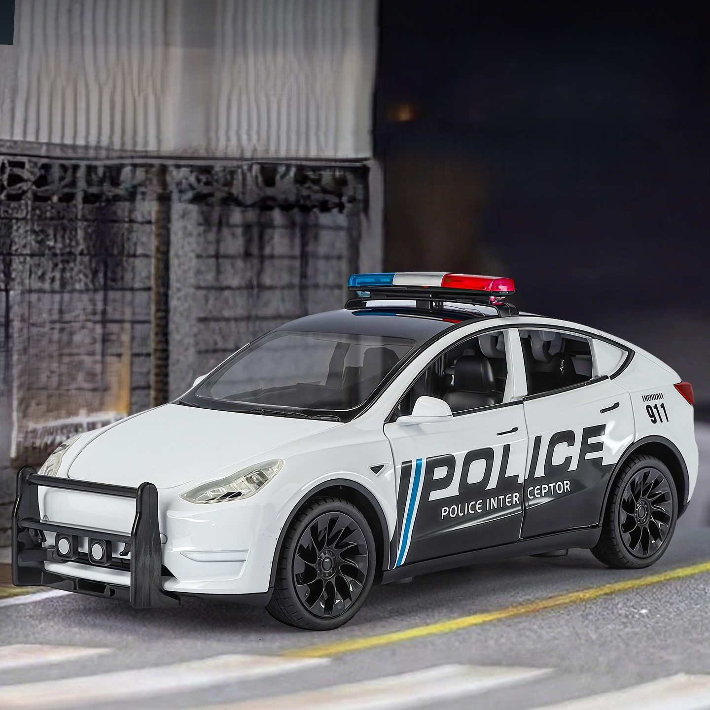 124特斯拉ModelY警车合金车模