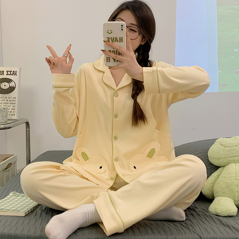 纯棉月子服女夏薄款哺乳睡衣产后喂奶专用十月份秋冬季产妇家居服