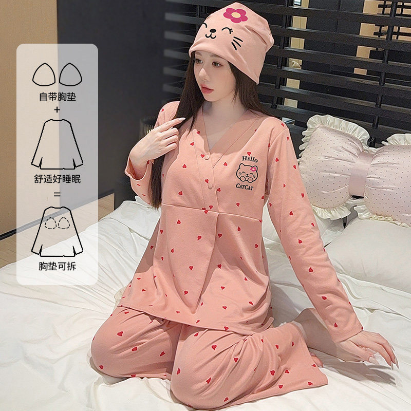 送月子帽纯棉全棉吸汗月子服春夏
