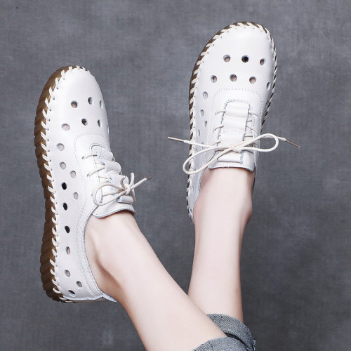 里外全皮运动包头镂空软底洞洞鞋