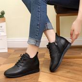 秋冬真皮平底短靴女软底软皮妈妈鞋 棉鞋 马丁靴女靴单靴加绒靴子