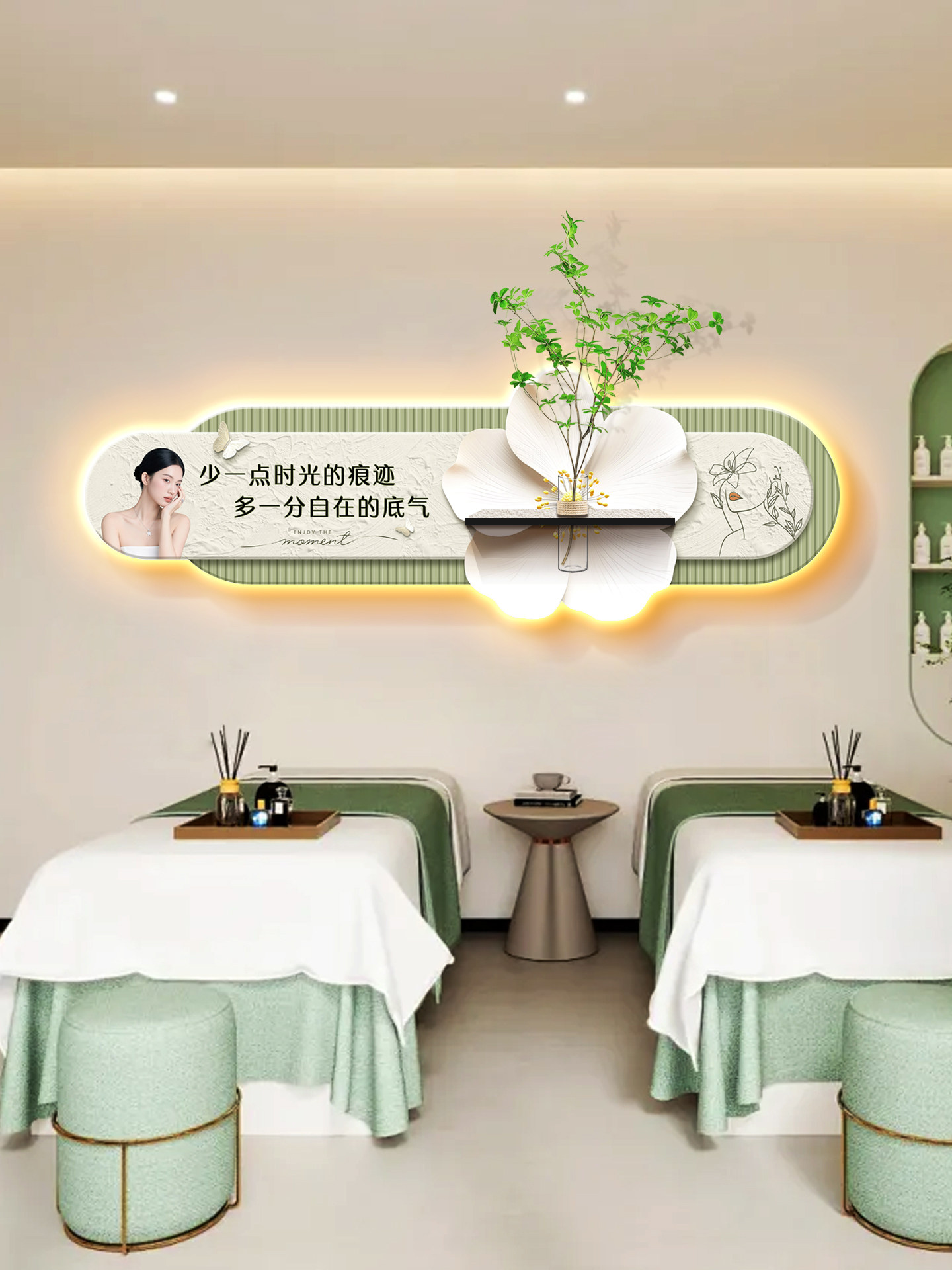 现代简约美容院氛围布置墙上装饰画养生馆形象墙灯画护肤美甲挂画