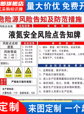 液氮安全风险点告知牌职业病危害告知卡危险化学品安全周知卡氧氢气MSDS气瓶存放处标识标志警示牌提示定制QT