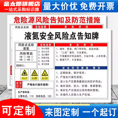 液氮安全风险告知卡警示标识牌