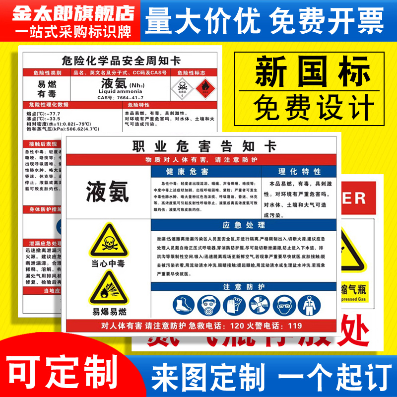 液氨职业危害告知卡安全标识牌