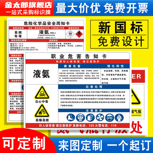 液氨职业危害告知卡安全标识牌