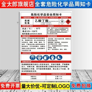 乙酸丁酯危险化学品安全周知卡职业病危害告知牌易燃易爆腐蚀中毒危险品标识标志警示牌标示提示标牌ZZK54