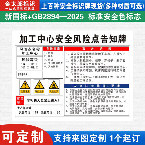 加工中心风险点告知牌危险源定制