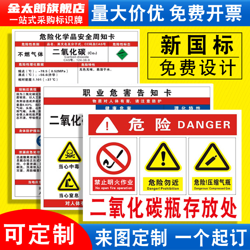 二氧化碳瓶存放处标识牌安全警示