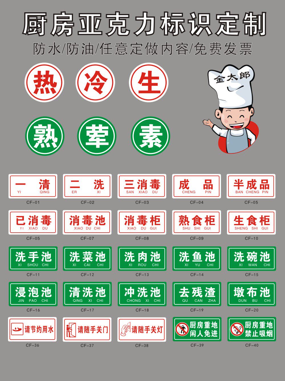 菜洗肉清洗池清洗厨房重地酒店标识餐饮管理提示牌标识牌签贴标志定做