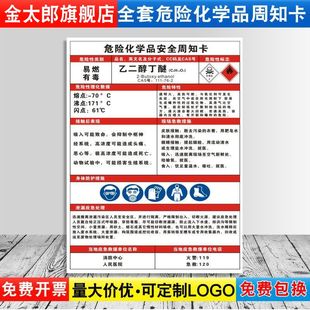 乙二醇丁醚危险化学品安全周知卡职业病危害告知牌易燃易爆腐蚀中毒危险品标识标志警示牌标示提示标牌ZZK62