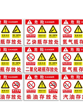氧气瓶存放处危险化学品标识牌