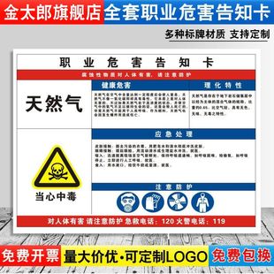 天然气职业病危害告知牌卡卫生当心中毒消防安全周知危险废物化学品工厂车间标识提示贴纸警示标志定制GZD13