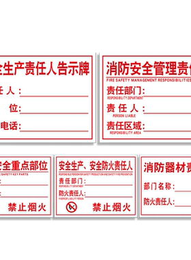消防安全管理重点部位区域告示牌