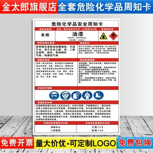 油漆易燃易爆标志危险化学品定制