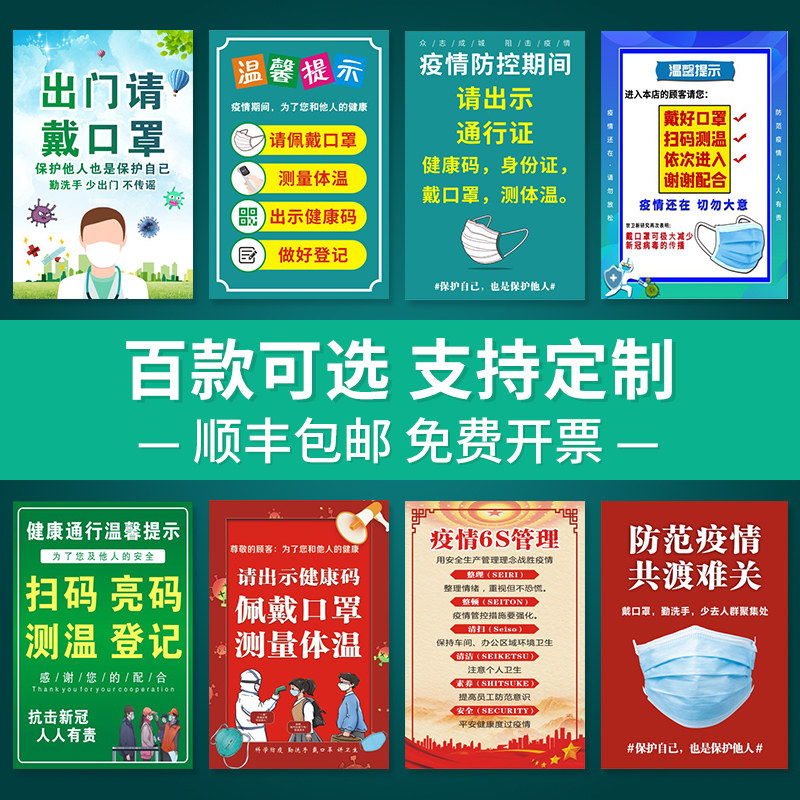 疫情宣传知识冠状病毒挂图防控海报6s管理公司企业复工办公防疫宣传
