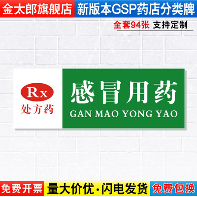 感冒用药处方药药店药品分类分区标识牌药房分组药柜分区域GSP认证标签贴纸标贴标语标志提示牌子YP1-30