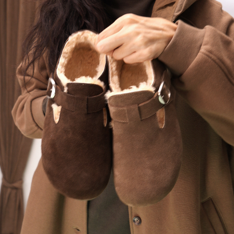 纯手工小牛皮反毛绒绵羊毛勃肯鞋15014-1