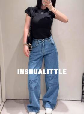 icc03/26随便搭都很绝！26s新款字母刺绣牛仔裤长裤 女士