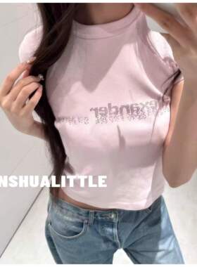 icc4/10 辣妹烫钻Tee~ 26s新款字母T恤短袖 女士