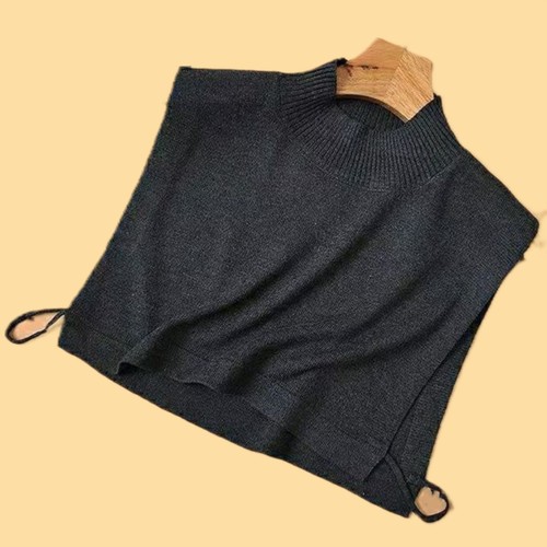 秋冬羊毛线半高领假领子男女围脖套头针织羊绒披肩护颈毛衣假衣领