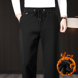 高端桑蚕丝男裤秋冬款男士休闲裤中老年加绒加厚裤子男冬季运动裤