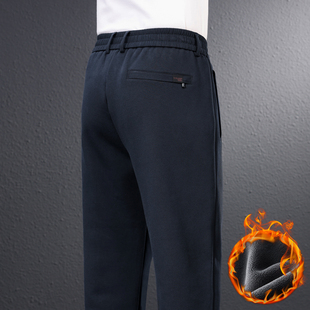 纯棉男士休闲裤秋冬款爸爸裤子男直筒宽松中老年男裤加绒加厚冬季