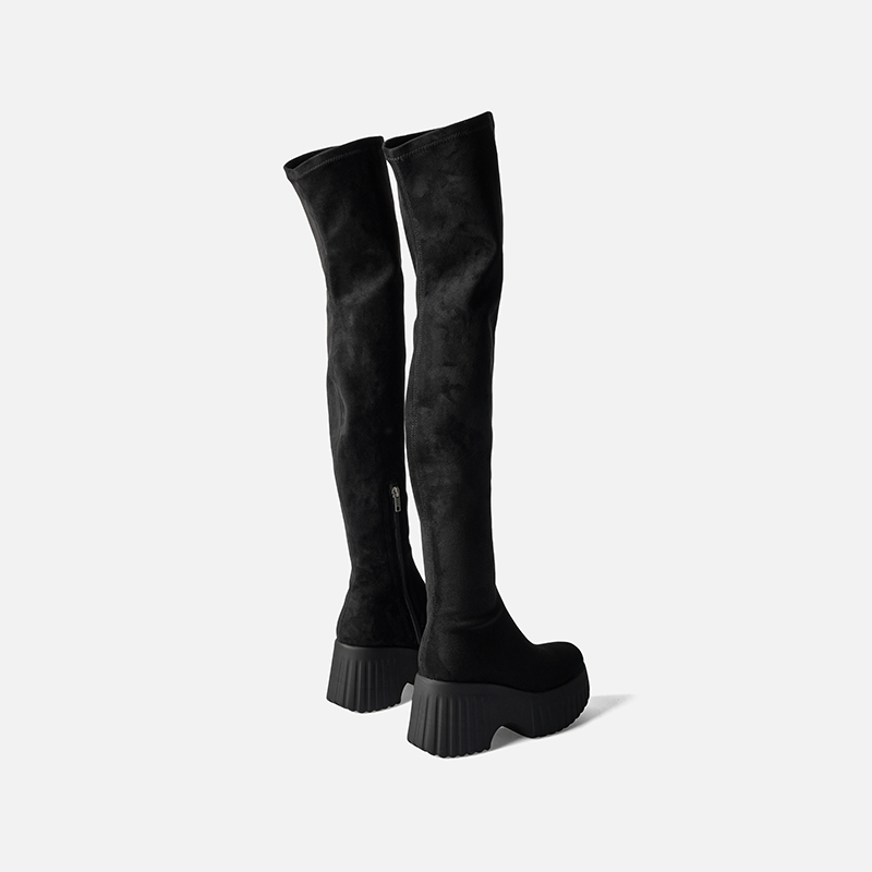 过膝真皮厚底弹力靴瘦瘦靴