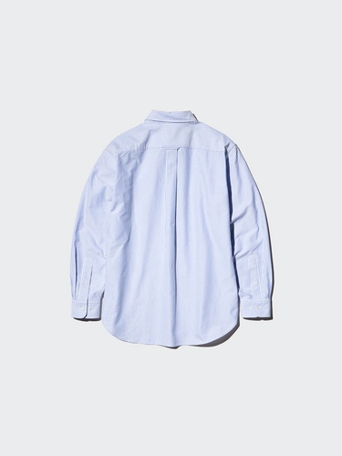 Мужская и женская рубашка Uniqlo в полоску из Оксфорда, повседневная рубашка с длинными рукавами 𫔮25 новинка 478087 475999