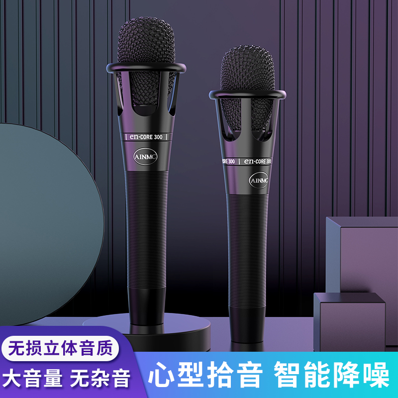 AINMC E300手持麦克风网红专用唱歌喊麦录音主持电容话筒外接套装