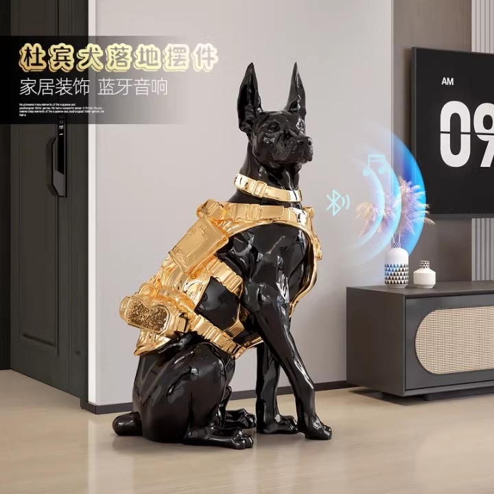 网红杜宾犬电视柜摆件轻奢高级感客厅酒柜家居玄关大型落地装饰品
