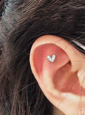 通体纯银爱心耳钉高级感气质耳饰925银耳环简约轻奢耳钉女