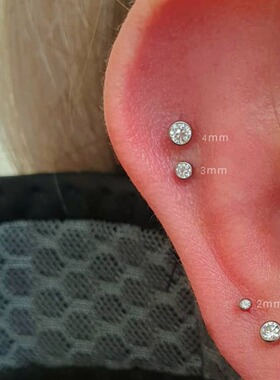 耳骨钉睡觉不用摘通体纯银养耳耳钉螺丝拧扣耳堵迷你钻石耳钉免摘