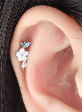 钛钢耳骨钉高级感花朵耳钉2025新款女气质精致耳饰轻奢耳环