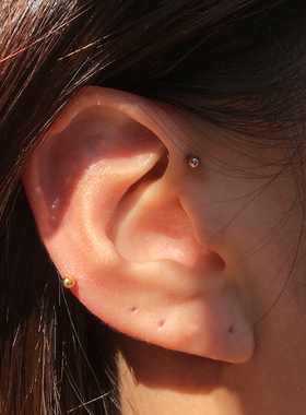 通体纯银睡觉免摘耳骨钉螺丝拧扣925软骨平底圆珠珠耳钉女冷淡风