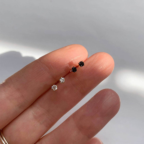 黑色春季二环blingbling锆石耳钉