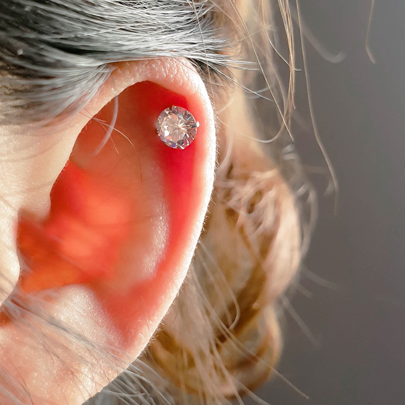 925纯银螺丝拧扣耳钉洗澡不用摘