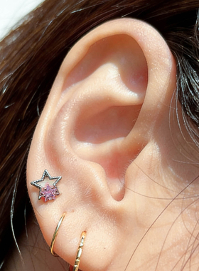 五角星钛钢耳骨钉星星耳钉女小众设计感个性装饰耳饰精致小巧可爱