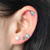 海边配饰海星耳骨钉女夏天简约小巧精致甜美耳钉不对称贝壳耳饰