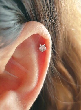 睡觉免摘拧螺丝五角星小巧耳骨钉钛钢耳钉耳软骨双头耳钉螺旋耳堵