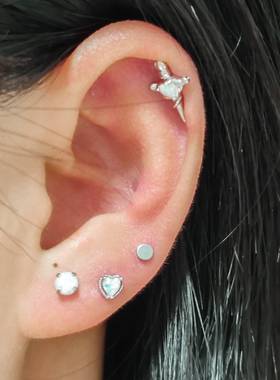 医用钛钢耳骨钉睡觉免摘耳钉女设计百搭耳骨复古叠戴高级感耳环